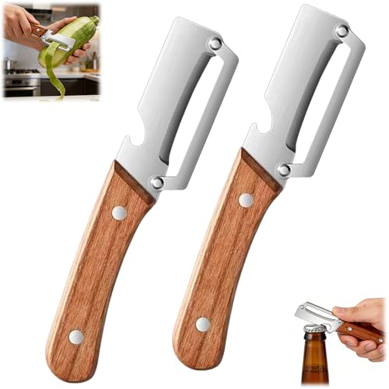 Kitchen Gadgets In - Roestvrijstalen keuken schilmesje met houten handvat